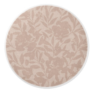 Bouton De Porte En Céramique Silhouettes florales mousse mocha tan chaud