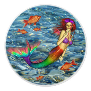 BOUTON DE PORTE EN CÉRAMIQUE SIRÈNE