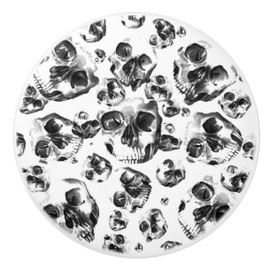 Bouton De Porte En Céramique Skeleton Skull Art Motif