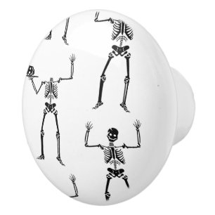 Bouton De Porte En Céramique Skeletons D'Halloween, Baguette Ou Traite, Boo