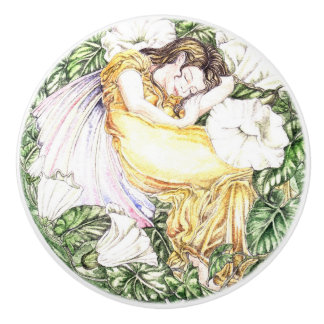 Bouton De Porte En Céramique Sleeping Fairy Ceramic Knob