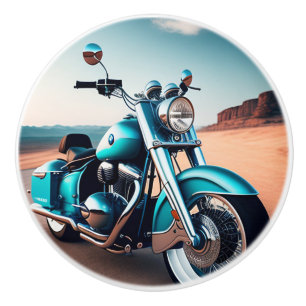 Bouton De Porte En Céramique Slick Motorcycle Blue Beach