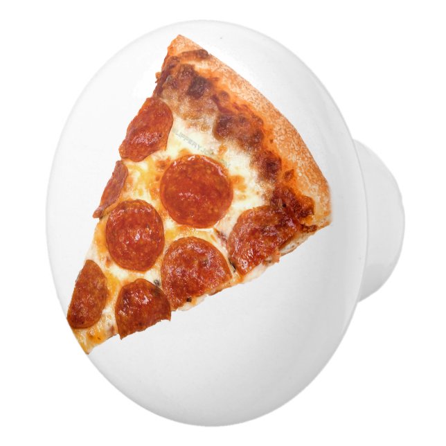 Bouton De Porte En Céramique SlipperyJoe's classique pepperoni pizza tranche fo (Droite)