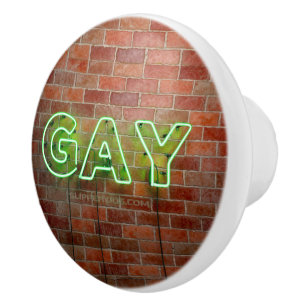 Bouton De Porte En Céramique SlipperyJoe's dynamique néon gay signe vert brique