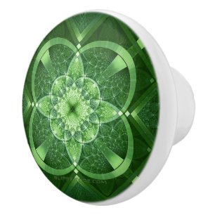 Bouton De Porte En Céramique SlipperyJoe's Saint Patrick's Day glowing four feu