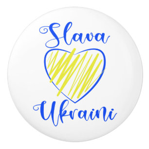 Bouton De Porte En Céramique Slogan Slava La gloire ukrainienne au coeur de l'U