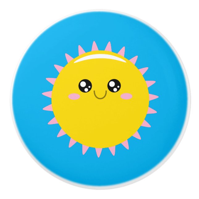 Bouton De Porte En Céramique Soleil (Devant)