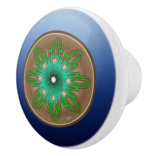 Bouton De Porte En Céramique Soleil vert