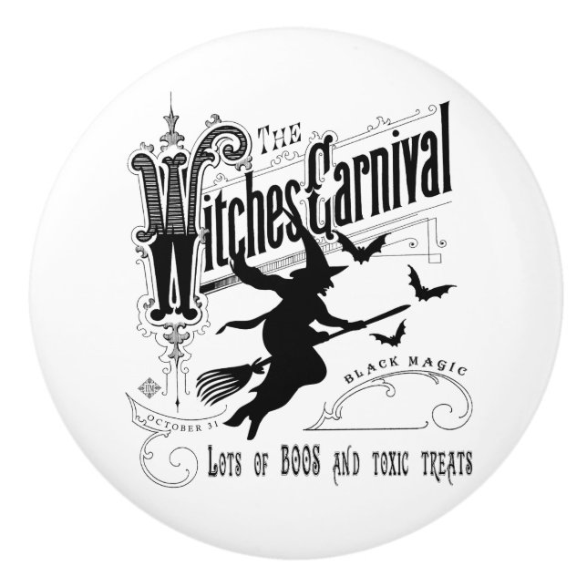 Bouton De Porte En Céramique Sorcière vintage de Halloween (Devant)