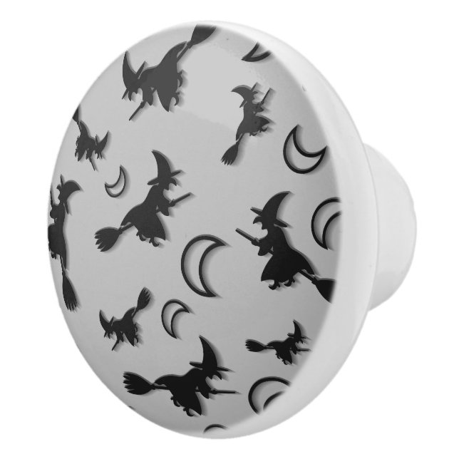 Bouton De Porte En Céramique Sorcière volante entre la moitié de la lune à Hall (Droite)