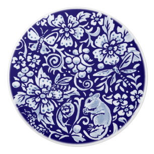Bouton De Porte En Céramique Souris bleu foncé Abeille de l'insecte Bois Animal