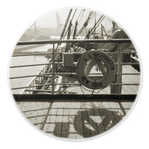 Bouton De Porte En Céramique SS Washington Luxury Liner Cruise Ship 1930's Deck