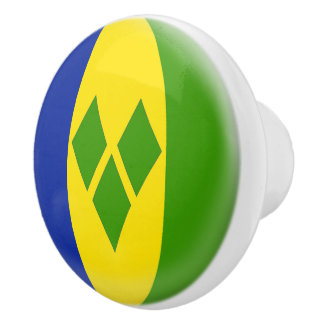 Bouton De Porte En Céramique St Vincent et le drapeau de saint de grenadines