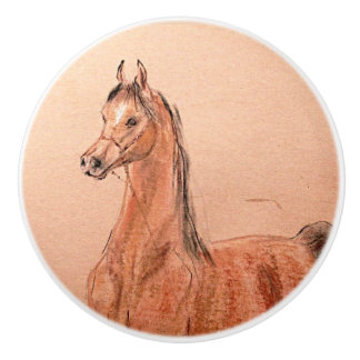 Bouton De Porte En Céramique Stallion arabe Ron Hevener