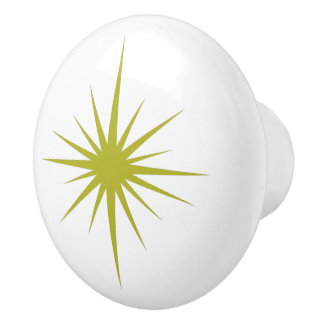 Bouton De Porte En Céramique Starburst atomique vert Avocado milieu du siècle
