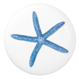 Bouton De Porte En Céramique Starfish bleu