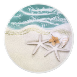 Bouton De Porte En Céramique Starfish sur la plage mer Turquoise Eau tropicale