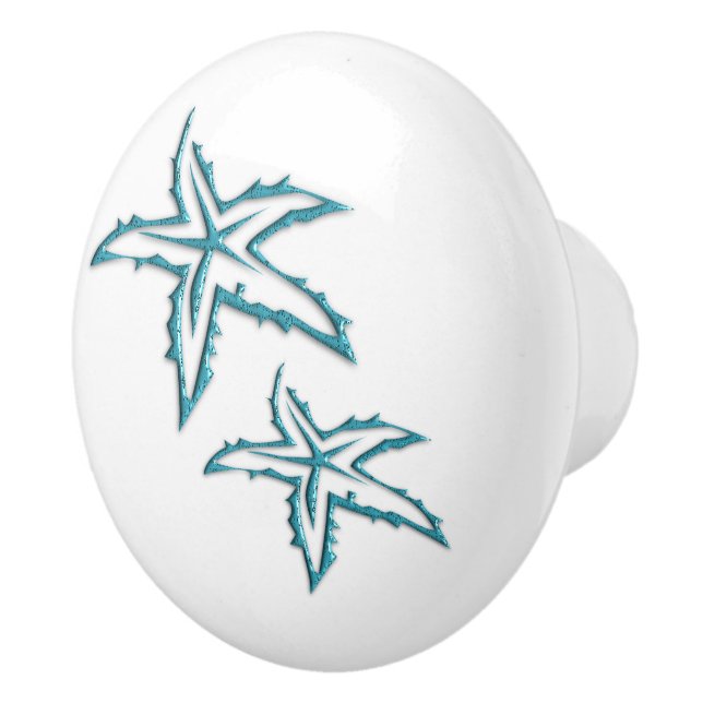 Bouton De Porte En Céramique Starfish turquoise (Droite)