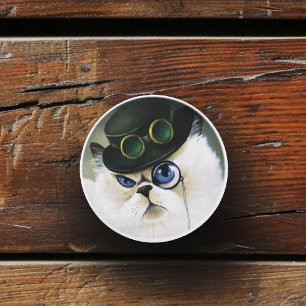 Bouton De Porte En Céramique Steampunk Siamese Persian Chat