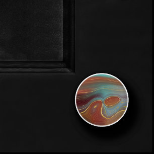 Bouton De Porte En Céramique Strata automne   Burnt Orange Gold Turquoise Autom