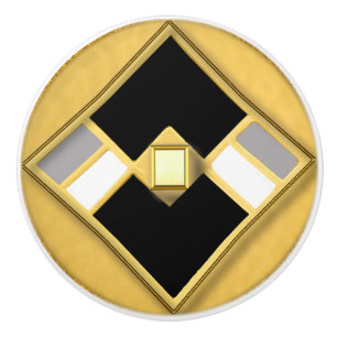 Bouton De Porte En Céramique Style Art Déco Géométrique