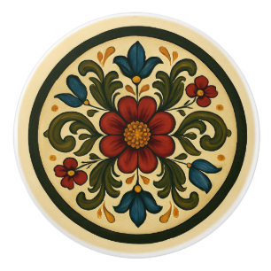 Bouton De Porte En Céramique Style Bavarois Tole Peinture Cottagecore Art popul