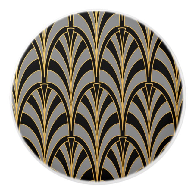 Bouton De Porte En Céramique Style fan égyptien Art déco (Devant)