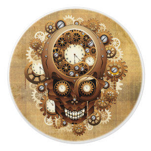 Bouton De Porte En Céramique Style gothique crâne vapeur