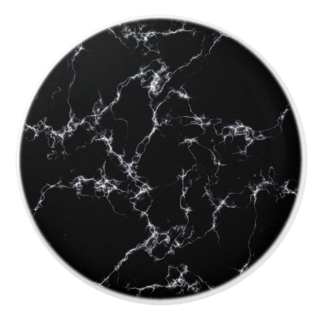 Bouton De Porte En Céramique Style marbre élégant4 - Noir et blanc (Devant)