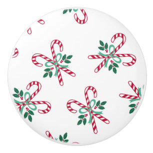 Bouton De Porte En Céramique sucres de canne de Noël rétro