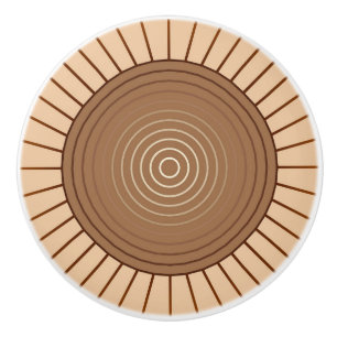 Bouton De Porte En Céramique Sunburst géométrique moderne - Brown et Tan