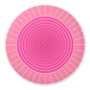 Bouton De Porte En Céramique Sunburst géométrique moderne - Tons de Coral rose