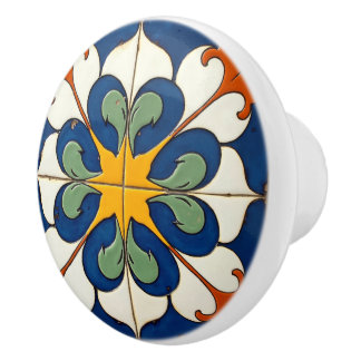 Bouton De Porte En Céramique Sunburst Serenade Azulejo