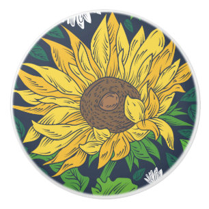 Bouton De Porte En Céramique Sunflower Art Ceramic Knows