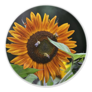 Bouton De Porte En Céramique Sunflower & Bee Ceramic Knob