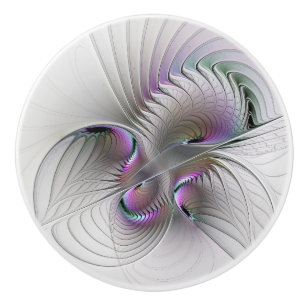 Bouton De Porte En Céramique Surreal Shy Beauty Moderne Art Fractal Abstrait