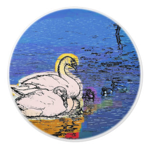 BOUTON DE PORTE EN CÉRAMIQUE SWANS