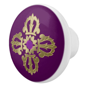 Bouton De Porte En Céramique Symbole bouddhiste doré Vajra