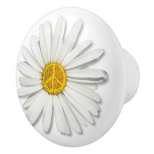Bouton De Porte En Céramique Symbole Daisy Flower of Inner PEACE - Hippie