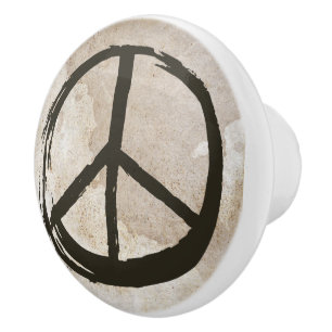Bouton De Porte En Céramique SYMBOLE DE PAIX DIACRITIQUE HAUTE AMOUR 1960 bross