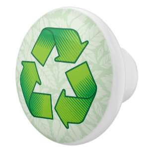 Bouton De Porte En Céramique Symbole de recyclage