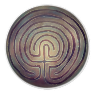 Bouton De Porte En Céramique Symbole du Labyrinthe