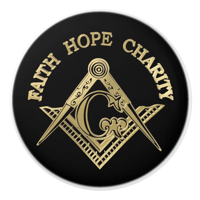 Bouton De Porte En Céramique Symbole maçonnique (Devant)