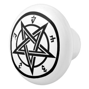 Bouton De Porte En Céramique Symbole pentagramme classique