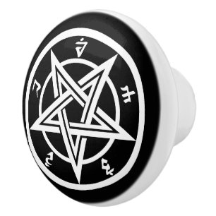 Bouton De Porte En Céramique Symbole pentagramme classique