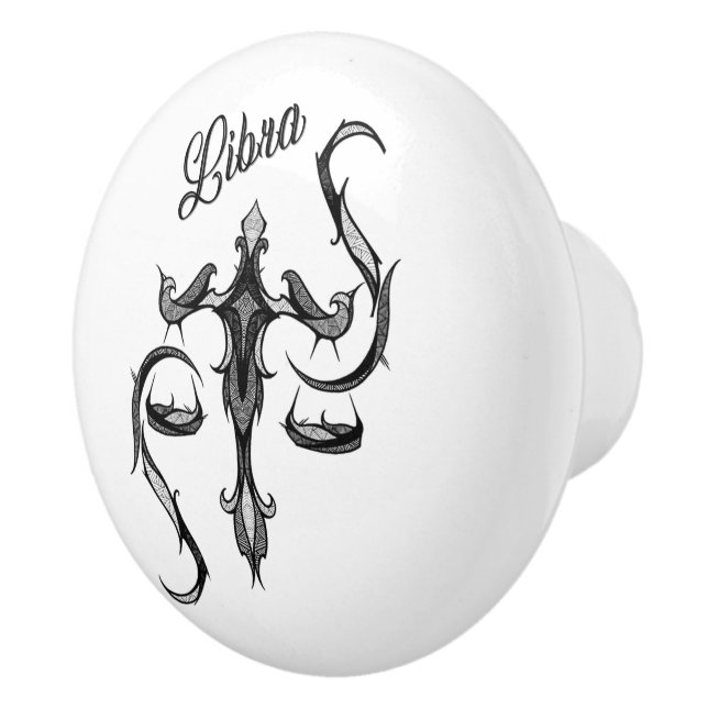Bouton De Porte En Céramique SYMBOLE Zodiaque Libra (Droite)