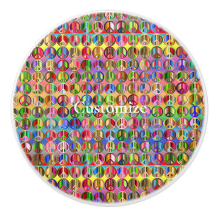 Bouton De Porte En Céramique Symboles de paix multicolores motif Thunder_Cove
