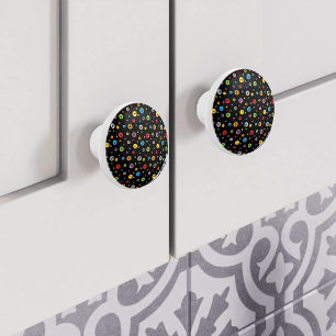 Bouton De Porte En Céramique Symboles mathématiques en cercles colorés Motif su