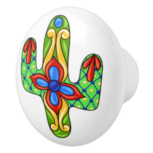 Bouton De Porte En Céramique Talavera Cactus Ceramic Drawer Knower