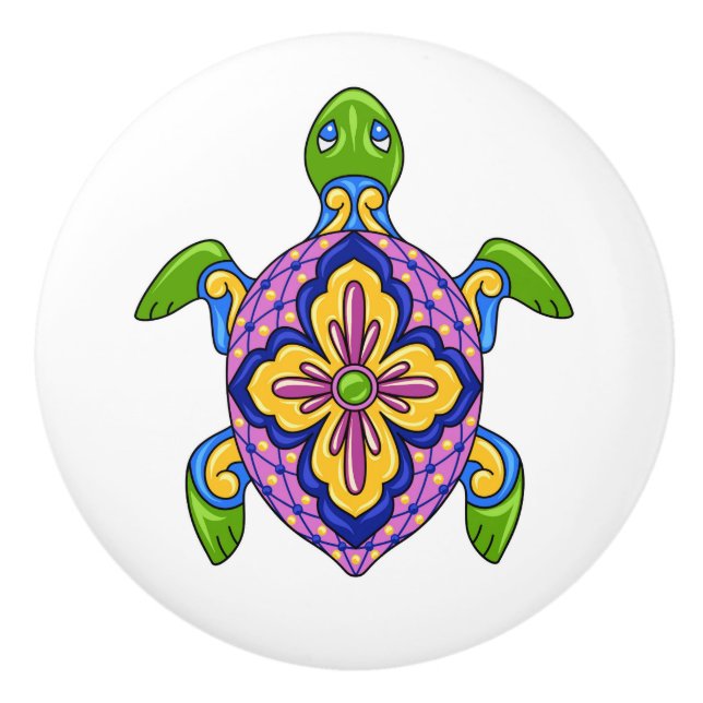 Bouton De Porte En Céramique Talavera Turtle Ceramic Drawer Knower (Devant)